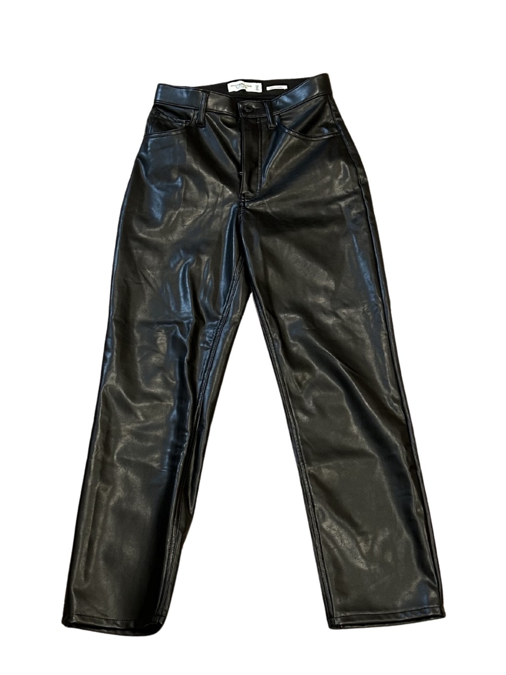 Abercrombie Ultra High Rise Ankle Straight Vegan Leather Black Pants | NWOT | 25 - Picture 2 of 6